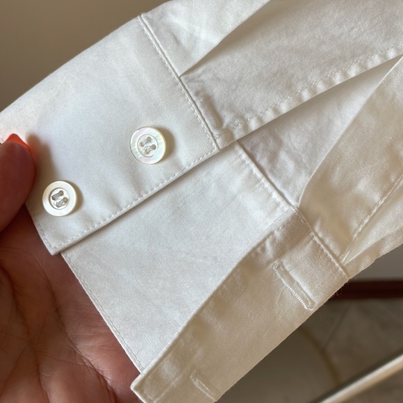 ESCADA by Margaretha Ley cotton white button up shirt embroidered butterflies M - Picture 9 of 16